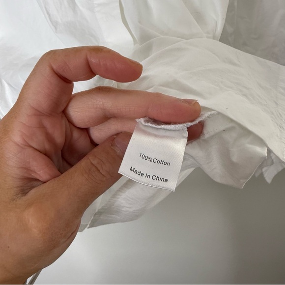 Tuckernuck x India Hicks White Cotton Britwell Blouse puff sleeve size large - Picture 9 of 11